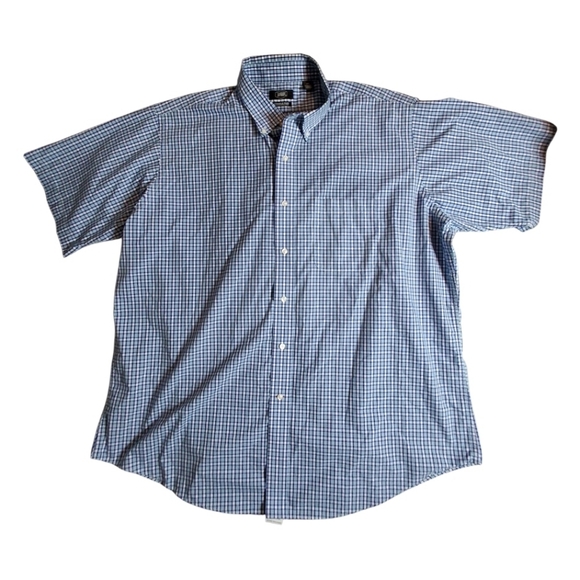 Berkley Jensen Men's Blue Short Sleeve Wrinkle Free Button Up Shirt Size XXL - Picture 1 of 10